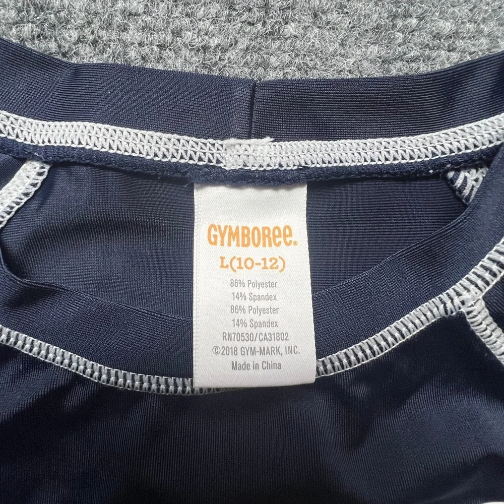 Gymboree Boys Navy Blue Good Vibes Only Rash Guard Swim Shirt Size L 10-12